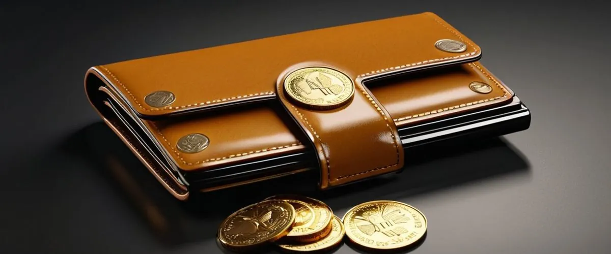 Wallet with a payment card and coins